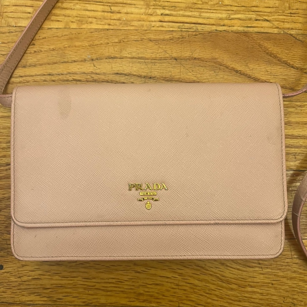 Prada Saffiano Leather Wallet on a Strap
